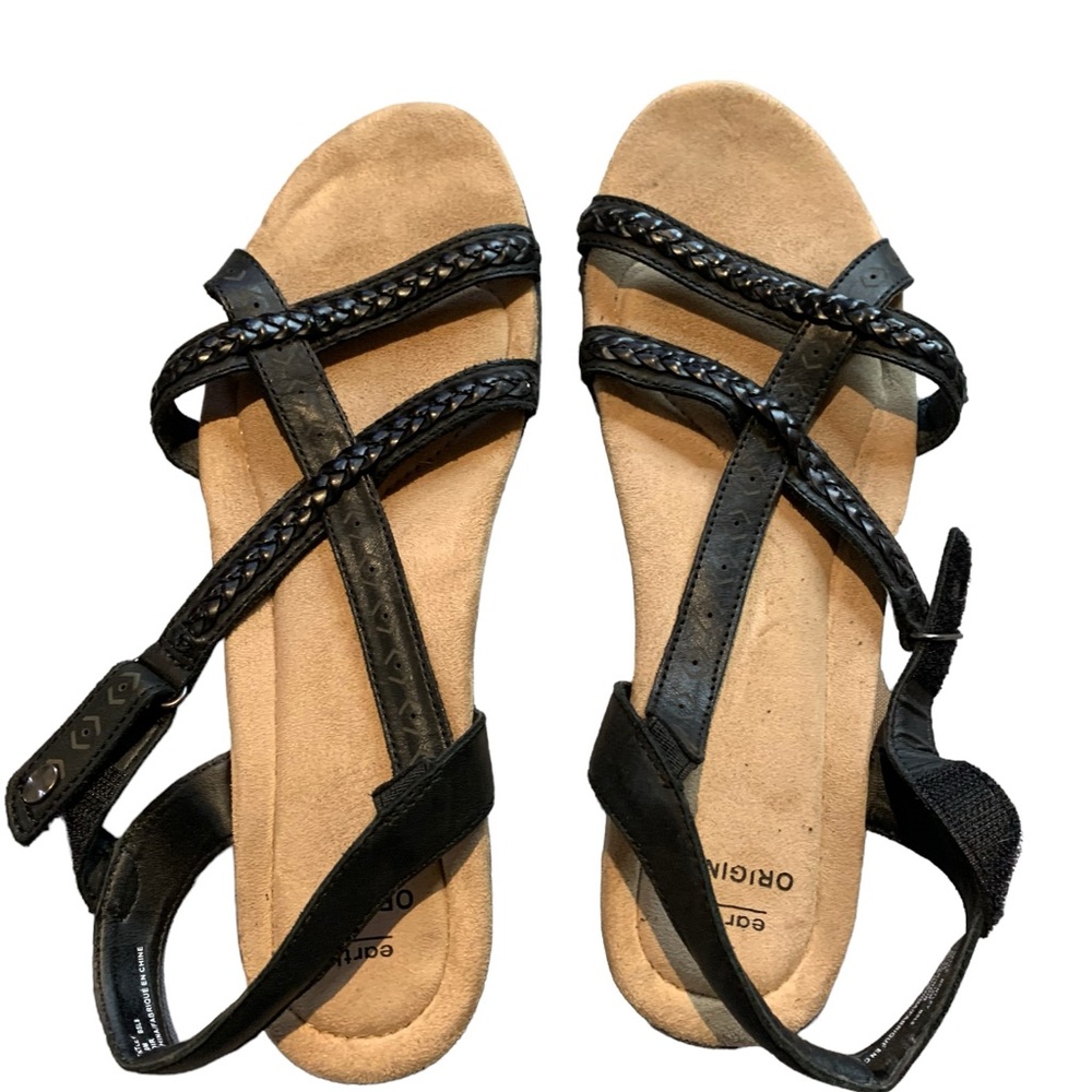 Earth Origins Belle Bentley Leather Cross Strap Sandal Like NEW